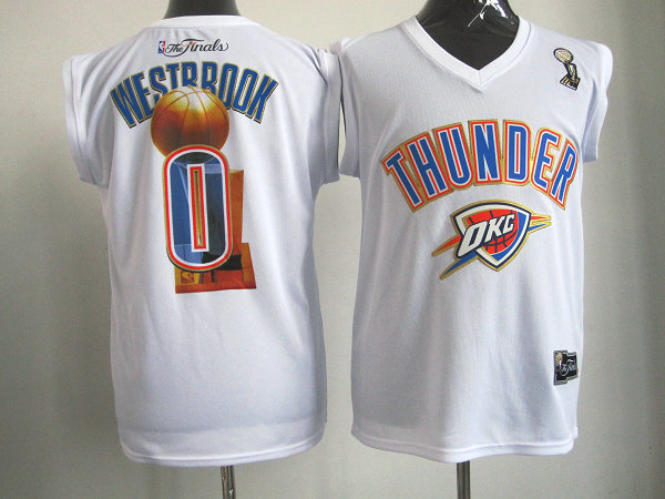 NBA Oklahoma City Thunder 0 Russell Westbrook 2012 NBA Finals Champions White Jersey